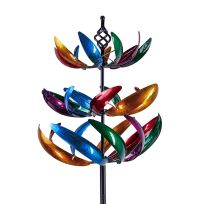 Evergreen 84 IN Three Tiered Wind Spinner, Multi-Colored, 47M3875