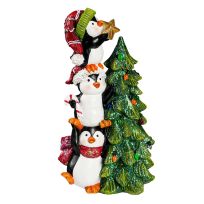 Evergreen Resin Penguins with Tree Table Decor, 8TAR494