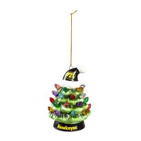 Evergreen 4 IN LED Ceramic Christmas Tree Ornament with Team Santa Hat, University of Iowa, 3OTL980TO