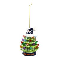 Evergreen 4 IN LED Ceramic Christmas Tree Ornament with Team Santa Hat, Denver Broncos, 3OTL3809TO