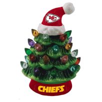 Evergreen 4 IN LED Ceramic Christmas Tree Ornament with Team Santa Hat, Kansas City Chiefs, 3OTL3815TO