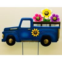 Cheap Carls Blue Truck with Flowers on Two Poles, 28 IN x 27 IN, 903-00169