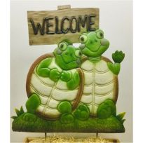 Cheap Carls Turtles with Welcome Sign on Two Poles, 34 IN x 24 IN, 903-00290