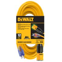 DEWALT Lighted Locking SJTW Extension Cord, 12/3, DXEC14412050, 50 FT