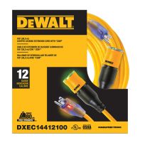 DEWALT Lighted Locking SJTW Extension Cord, 12/3, DXEC14412100, 100 FT