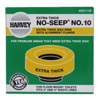 Harvey NO-SEEP NO.10, Extra Think Reinforced Wax Ring with Alignment Flange, 001115