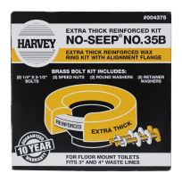 Harvey NO-SEEP NO.35B, Extra Think Reinforced Wax Ring Kit with Alignment Flange, 004375