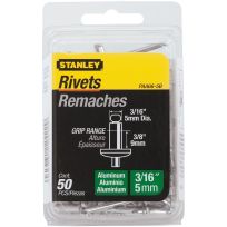 Stanley Aluminum Rivets, 50-Pack, PAA66-5B, 3/16 IN x 3/8 IN