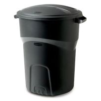 Rubbermaid ROUGHNECK Round Trash Can with Lid, Black, 1793963, 32 Gallon