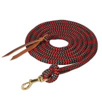 Weaver Leather Cowboy Polypropylene Lead Rope with Snap, 35-2096-C9, Black / Red / Gray, 5/8 IN x 10 FT