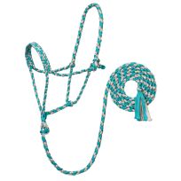 Weaver Leather Braided Rope Halter, 35-7820-114, Turquoise / Gray