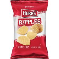 HERR'S Classic Flavored Ripples Potato Chips, 6053, 7 OZ