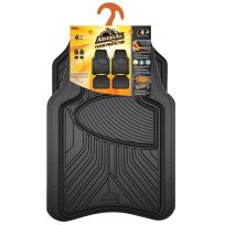 Armor All Rubber All-Season Trim-to-Fit Floor Mats, 4-Piece, 78846, Black