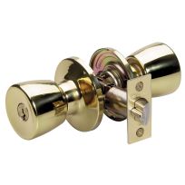 Master Lock Tulip Style Knob Entry Door Lock, TUO0103, Polished Brass