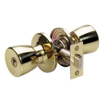 Master Lock Tulip Style Bed and Bath Door Knob, TUO0303, Polished Brass