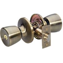 Master Lock Tulip Style Knob Entry Door Lock, TUO0105, Antique Brass