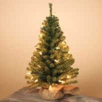 Gerson International 18 IN Pre-Lit PVC Tabletop Christmas Tree with Burlap Base, 1061380