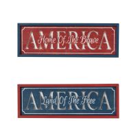 Gerson International 23.6 IN Wood Engraved Americana Wall Decor, Assorted, 2675180