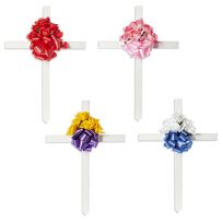 Gerson 24 IN White Wood Cross with Bouquet, Assorted Colors, CP0416