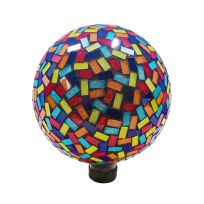 Alpine Multicolor Mosaic Glass Gazing Globe w/Rectangular Tiles, HMD232