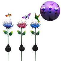 Alpine Solar Flower with Bird/Insect Stake w/LEDs, Assorted, SLL2436A-TM