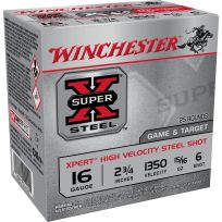 Winchester 16 Gauge - 2-3/4" #6 Xpert HV Steel Game, 15/16 OZ Ammo, 25-Round, WE16GT6A