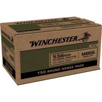 Winchester 5.56mm - 62 Grain Full Metal Jacket, M855 Green Tip Ammo, 150-Round, WM855150