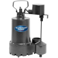 Superior 1/3 HP Cast Iron Submersible Sump Pump with Vertical Float Switch, 92341