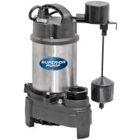 Superior 3/4 HP Stainless Steel and Cast Iron Submersible Sump Pump with Vertical Switch, 92751