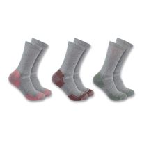 Carhartt Lightweight Cotton Blend Crew Sock, 3-Pack, SC2823W, Grey, Medium