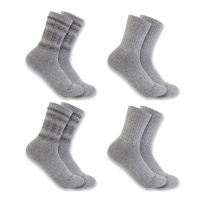 Carhartt Heavyweight Synthetic-Wool Blend Crew Sock, 4-Pack, SC5544-W, Grey, Medium