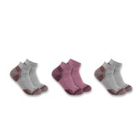 Carhartt Lightweight Cotton Blend Quarter Sock, 3 -Pack, SL2623W, Grey / Red, Medium