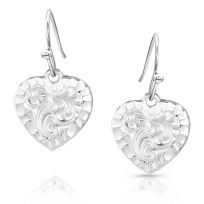 Montana Silversmiths Chiseled Heart Earrings, ER5396