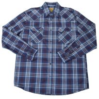 GC Blue Men's Long Sleeve Snap Shirt With a Point Collar