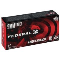 FEDERAL® 9MM LUGER 115GR American Eagle FMJ Centerfire Pistol Cartridges, 50-Rounds, AE9DP