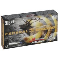 FEDERAL® 308 WIN 175 GR Terminal Ascent Centerfire Rifle Cartridges, 20-Rounds, P308TA1