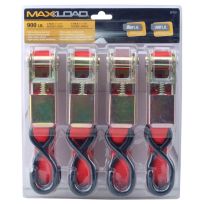MAXLOAD® Ratchet Strap, 900 LB, 4-Pack, 37112, 1 IN x 10 FT