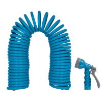 Bloom Self Coiling Hose with 7-Pattern Nozzle, Assorted Colors, 70285BL, 50 FT