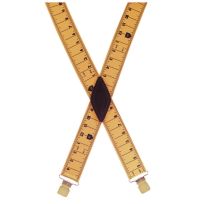 Hickory Creek Stretchable Terry Web Suspenders with Gator Clips, Ruler Print, 552, Yellow, 46