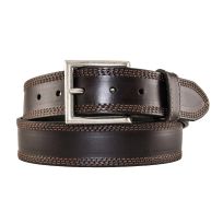 Hickory Creek 1 1/2" Full Grain Oil-Tanned Leather Belt with Triple Stitch Design