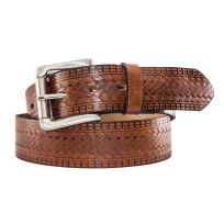 Hickory Creek 1 1/2" Faux Double Stitch & Woven Embossed Leather Belt
