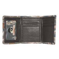 Mossy Oak Shadow Grass Blades With Cross Overlay Trifold Leather Wallet, 3005M, Camo