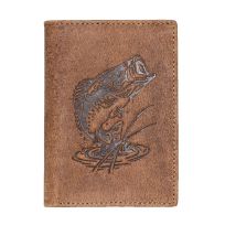 Mossy Oak Monster Buck Embossed Leather Trifold Wallet, 3032M, Brown