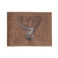 Mossy Oak Monster Buck Embossed Leather Bifold Wallet, 4032M, Brown