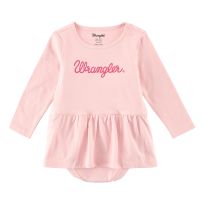 Wrangler Baby Girl's Long Sleeve Logo Skirted Bodysuit