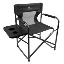 Black Sierra Equipment Mesh Back Director's Chair with Side Table, PDRCH-002-DK, Black