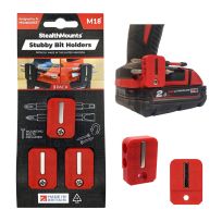 StealthMounts® Stubby Bit Holder for Milwaukee M18, 3-Pack, BH-M18-S-RED