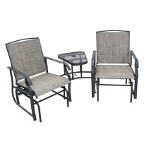 Inside Out Cambria Double Glider Tete-A-Tete Chair Set, CAM/TT-2, Grey
