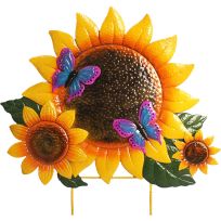 Cheap Carls Sunflower with Butterflies Yard Stake with Two Poles, 939-01102