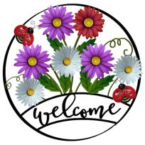 Backyard Expressions Colorful Arrangement Welcome Wheel, 912017, 29 IN